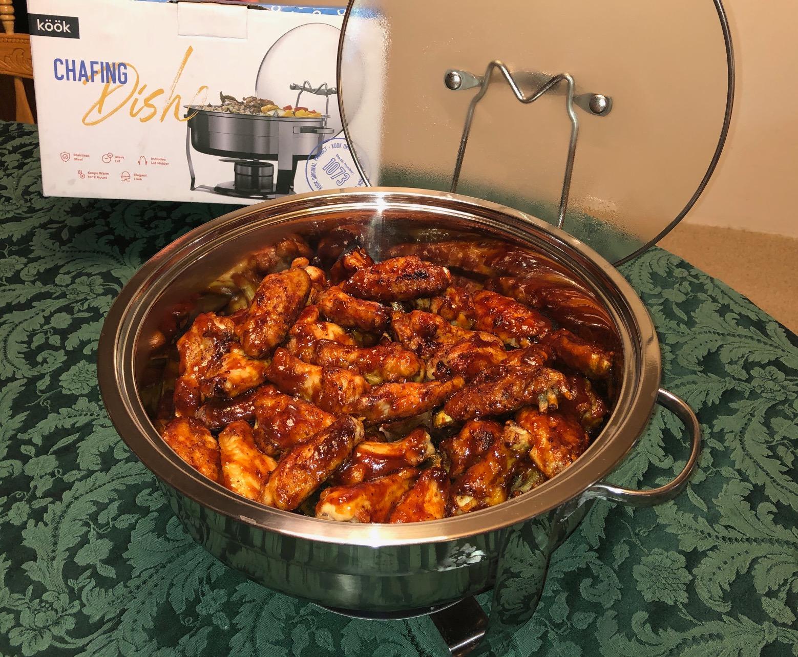 Chafing Dish for Buffet Set, by Kook, Catering Food Warmers, Round Dishes, Warmer Tray, Stainless Steel with Glass Cover and Holder, for Parties, Dinners, 4.5 Qt customer photo 2