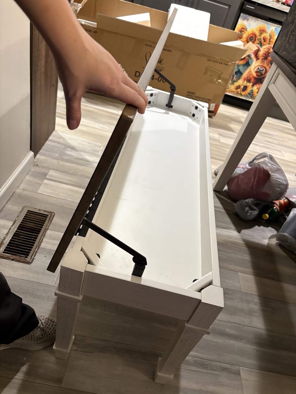 Signature Design by Ashley Skempton Farmhouse Storage Bench, Distressed Finish, Seat With Hidden Storage, Wood, 48