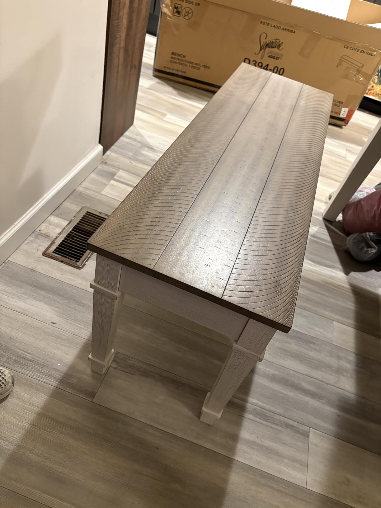 Signature Design by Ashley Skempton Farmhouse Storage Bench, Distressed Finish, Seat With Hidden Storage, Wood, 48