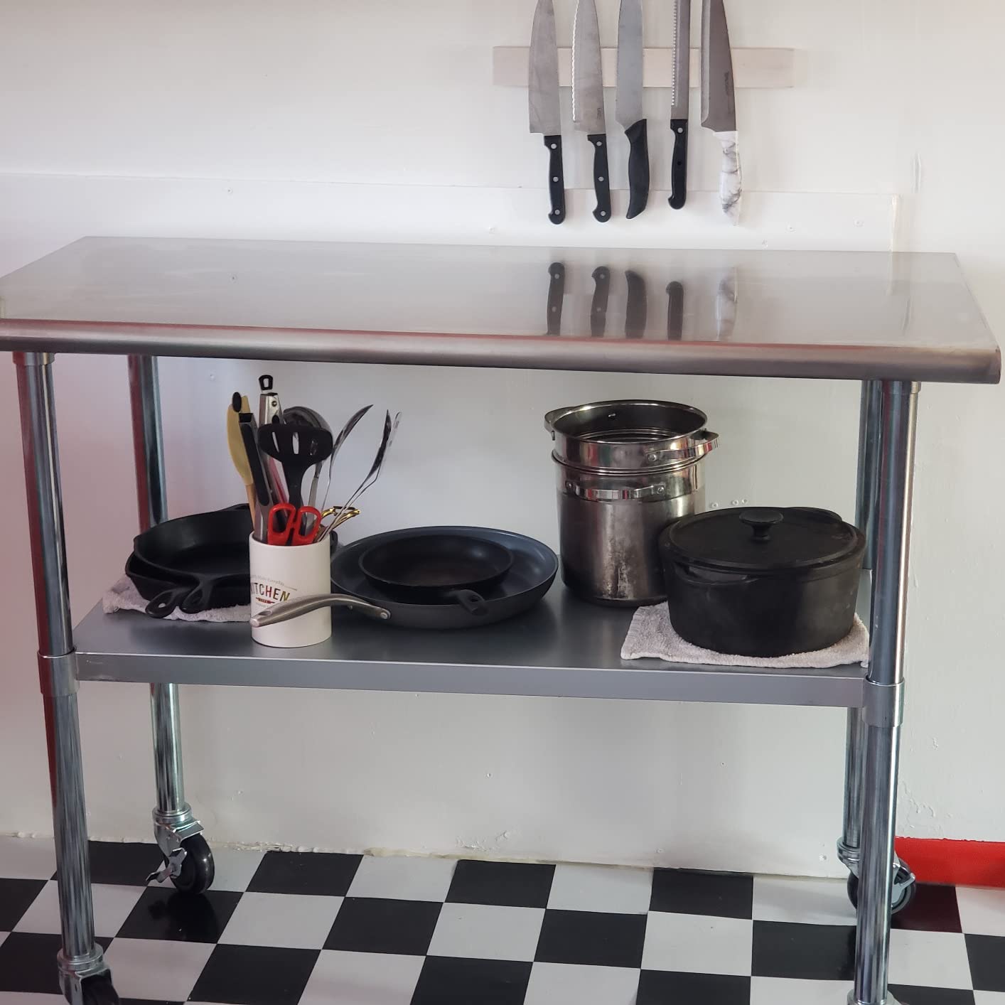 Hally Stainless Steel Table for Prep & Work 24 x 48 Inches with Caster Wheels, NSF Commercial Heavy Duty Table with Undershelf and Galvanized Legs for Restaurant, Home and Hotel customer photo 2