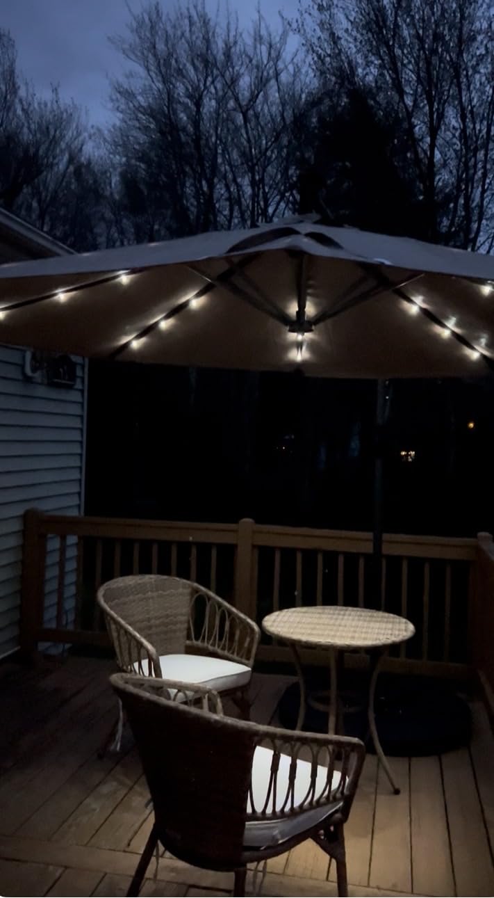 Best Choice Products 10ft Solar LED Offset Cantilever Hanging Market Patio Umbrella, 8 Sturdy Ribs, Easy Adjustment - Ivory customer photo 1