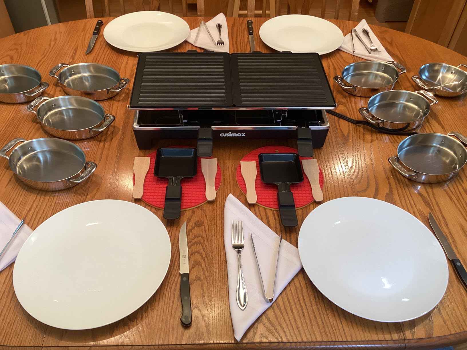 CUSIMAX Raclette Grill Electric Grill Table Portable 2 in 1 Korean BBQ Grill Indoor & Cheese Raclette, Reversible Non-stick plate, Crepe Maker with Adjustable temperature control and 8 Paddles customer photo 2