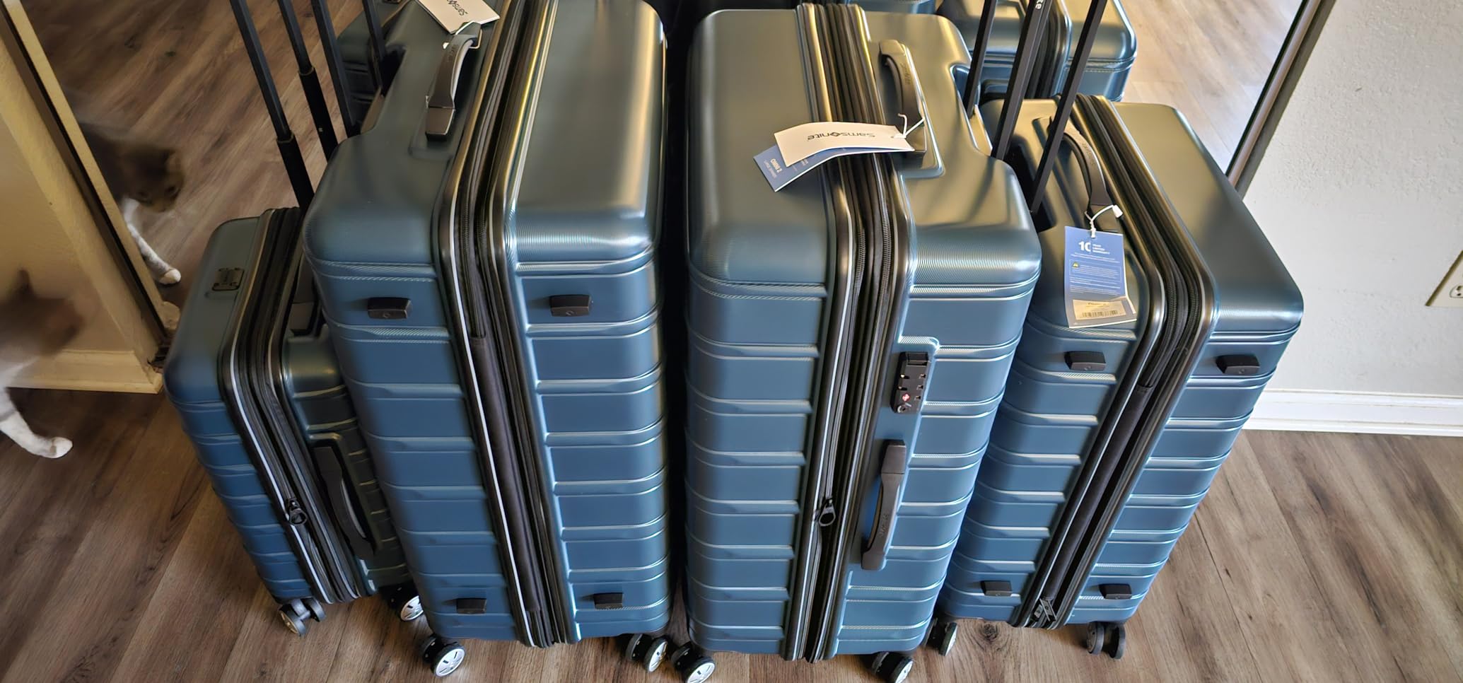Omni 2 Hardside 3 Piece Set - Includes Global Carry-On, Medium, & Large Checked Suitcases - 360° Dual Spinner Wheels - Integrated TSA Lock & Expansion - Amazon Exclusive - Artic Silver customer photo 1