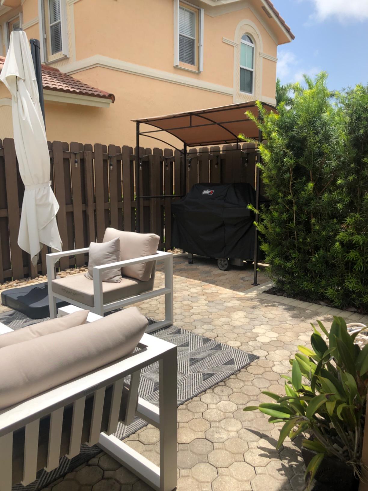 Tangkula 7ft Grill Gazebo, Patio Barbecue Canopy with Serving Shelf and Storage Hooks, Curved Grill Shelter w/Heavy-Duty Steel Frame Sunshade Gazebo for Outdoor Garden (Coffee) customer photo 1