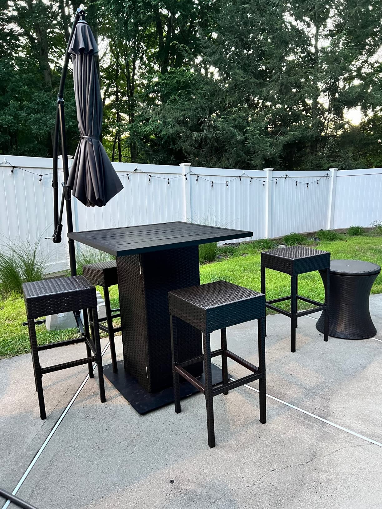 Best Choice Products 5-Piece Outdoor Wicker Bar Table Set for Patio, Poolside, Backyard w/Built-in Bottle Opener, Hidden Storage Shelf, Metal Tabletop, 4 Stools - Brown customer photo 1