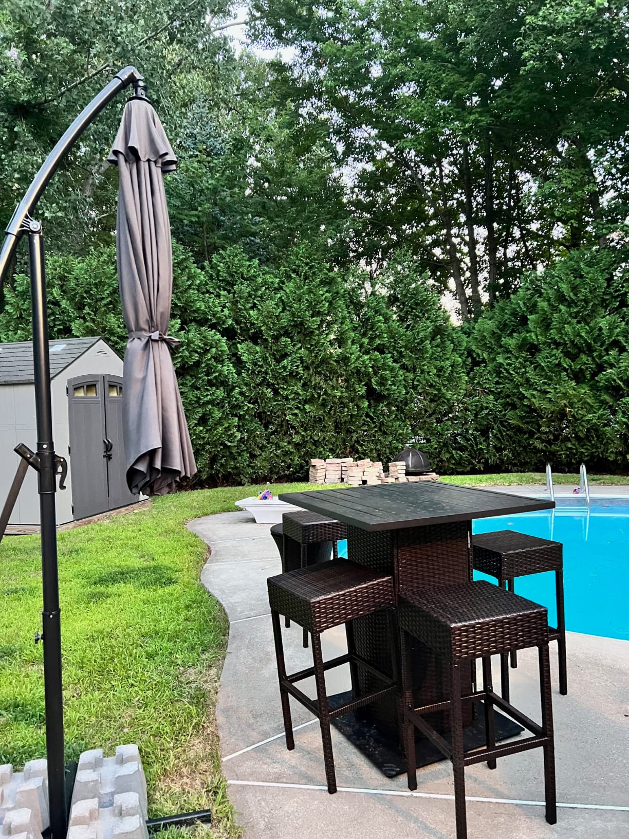 Best Choice Products 5-Piece Outdoor Wicker Bar Table Set for Patio, Poolside, Backyard w/Built-in Bottle Opener, Hidden Storage Shelf, Metal Tabletop, 4 Stools - Brown customer photo 2