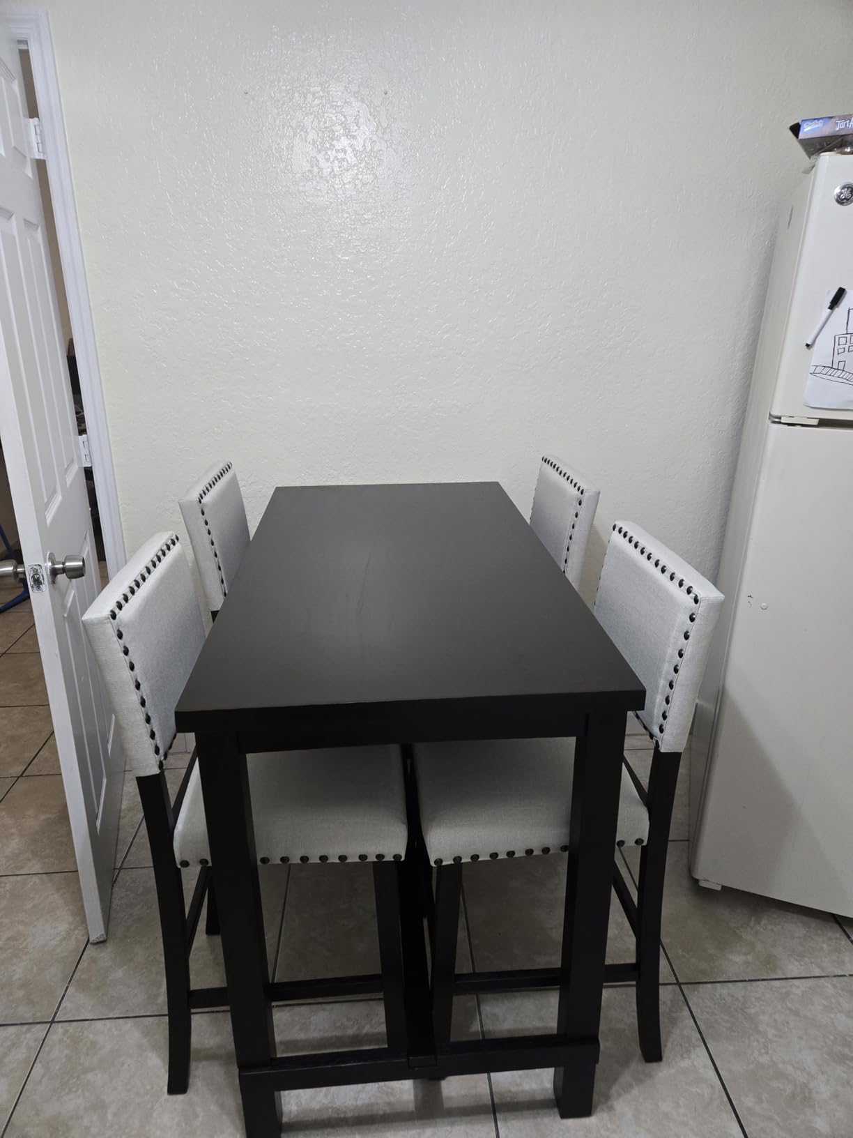 Merax 5 Piece Dining Table Set for 4,Counter Height Kitchen Table Set with One Rectangle Table and 4 Cushioned Chairs for 4 Persons Dining Room Table Set for Small Place customer photo 1