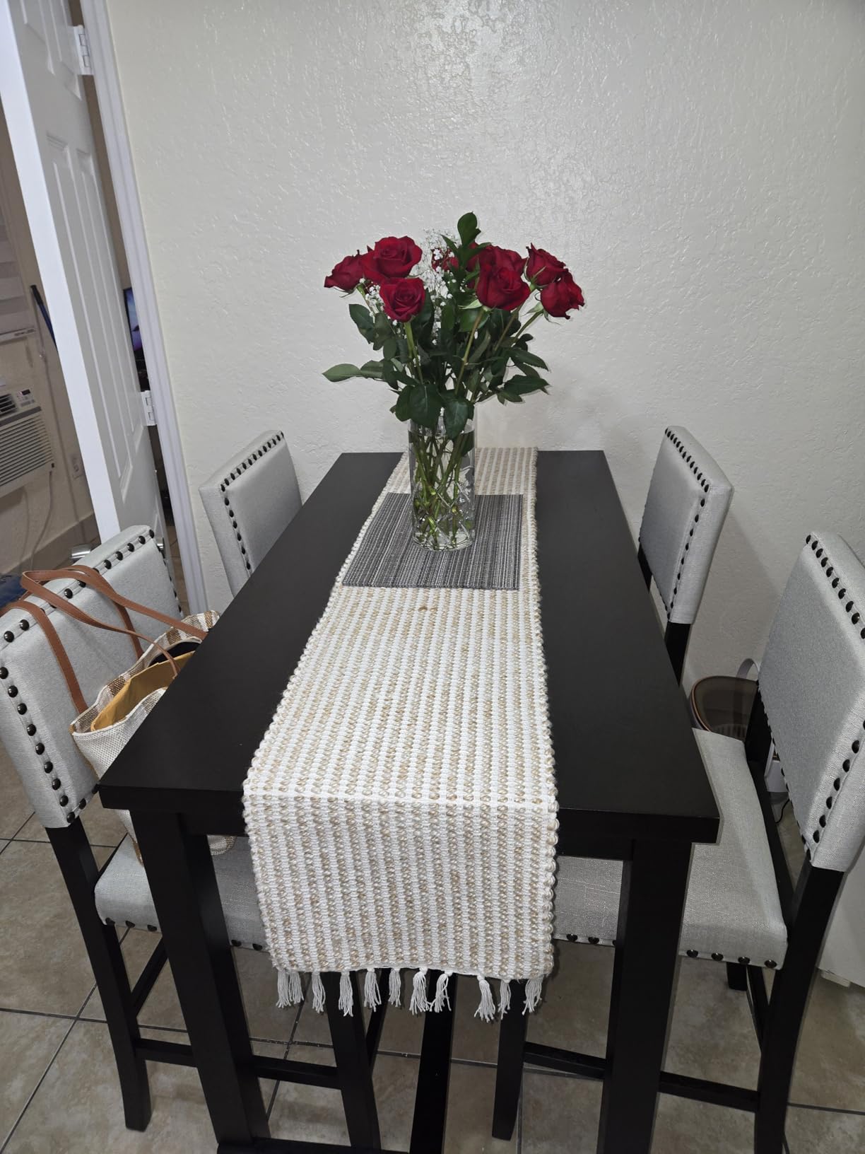 Merax 5 Piece Dining Table Set for 4,Counter Height Kitchen Table Set with One Rectangle Table and 4 Cushioned Chairs for 4 Persons Dining Room Table Set for Small Place customer photo 2