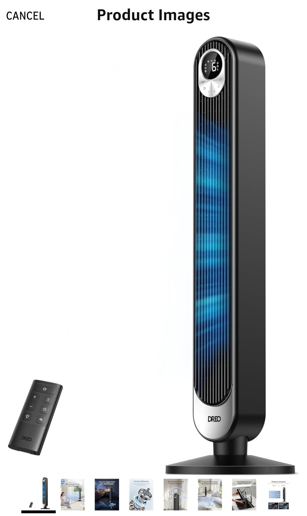 DREO Tower Fan for Bedroom, 28 ft/s, 20dB Quiet Oscillating Bladeless Fan with Remote, 9 Speeds, 4 Modes, 12H Timer, LED Display, Standing Floor Fan Powerful for Indoor Home Office Room, 42 Inch customer photo 2