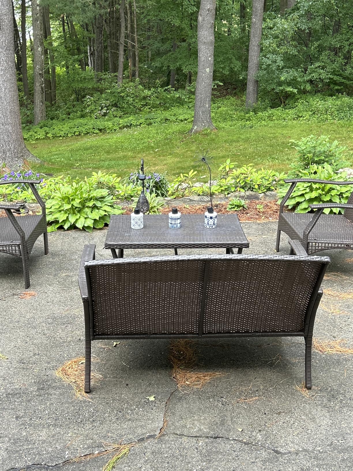 TIKI Glass Tie-Dye Tabletop Torches, 3-Pack - Decorative Outdoor TIKI Torches for Patio, Backyard & Garden - Portable Tabletop Citronella Torches for Outdoor Lighting - Blue, 5.75-Inch customer photo 1