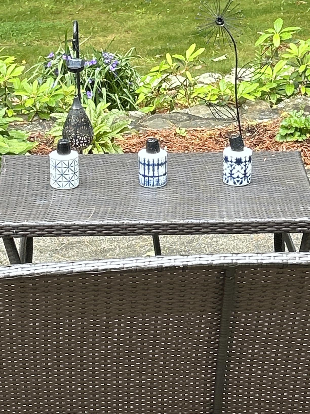 TIKI Glass Tie-Dye Tabletop Torches, 3-Pack - Decorative Outdoor TIKI Torches for Patio, Backyard & Garden - Portable Tabletop Citronella Torches for Outdoor Lighting - Blue, 5.75-Inch customer photo 2