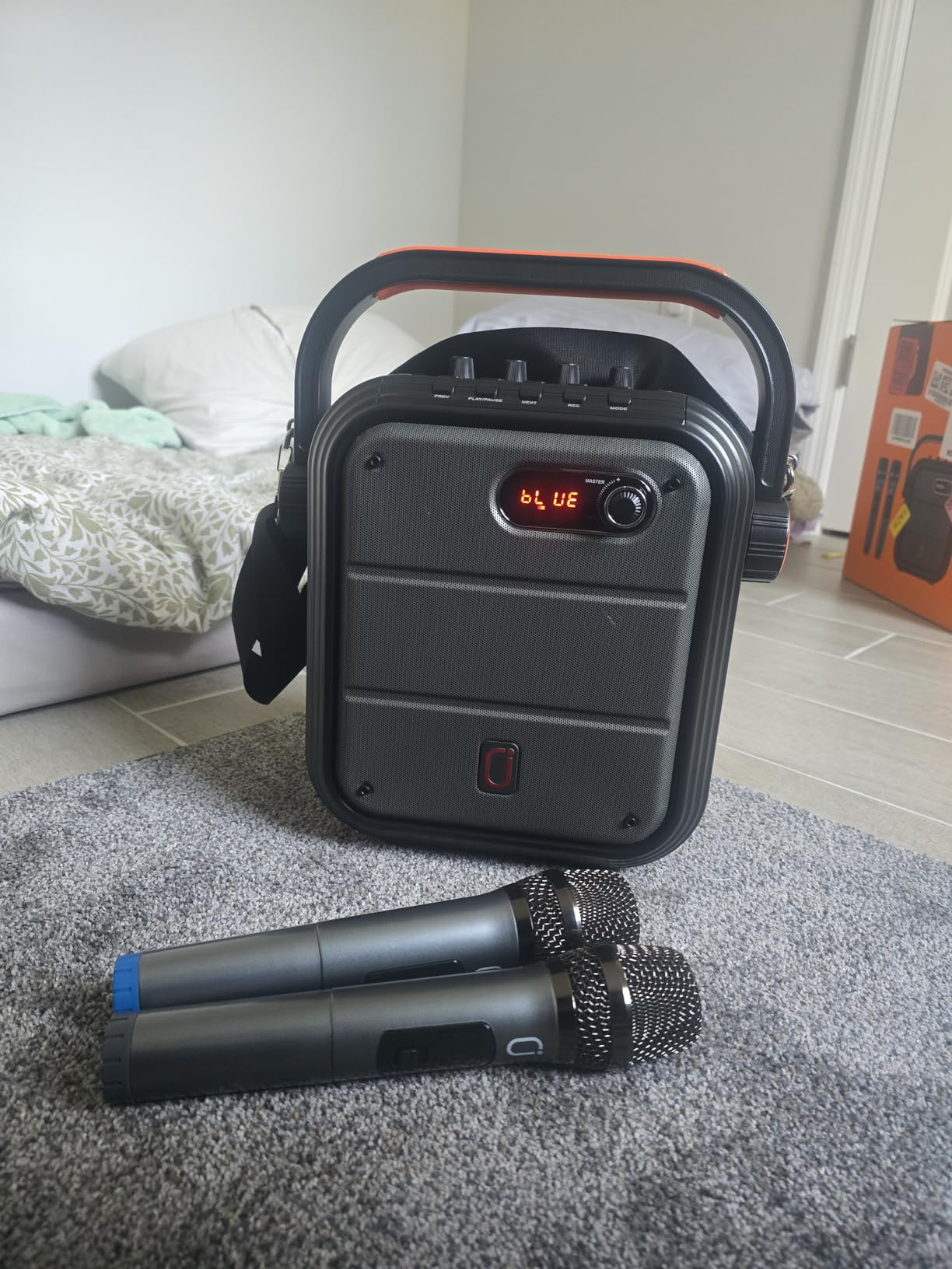 JYX Karaoke Machine with 2 Wireless Microphones, 5200mAh Portable Speaker Set Bluetooth 5.0 Rechargeable PA System with TWS,FM, REC,Stage Subwoofer Supports BT/USB/TF Card/Aux for Party customer photo 1