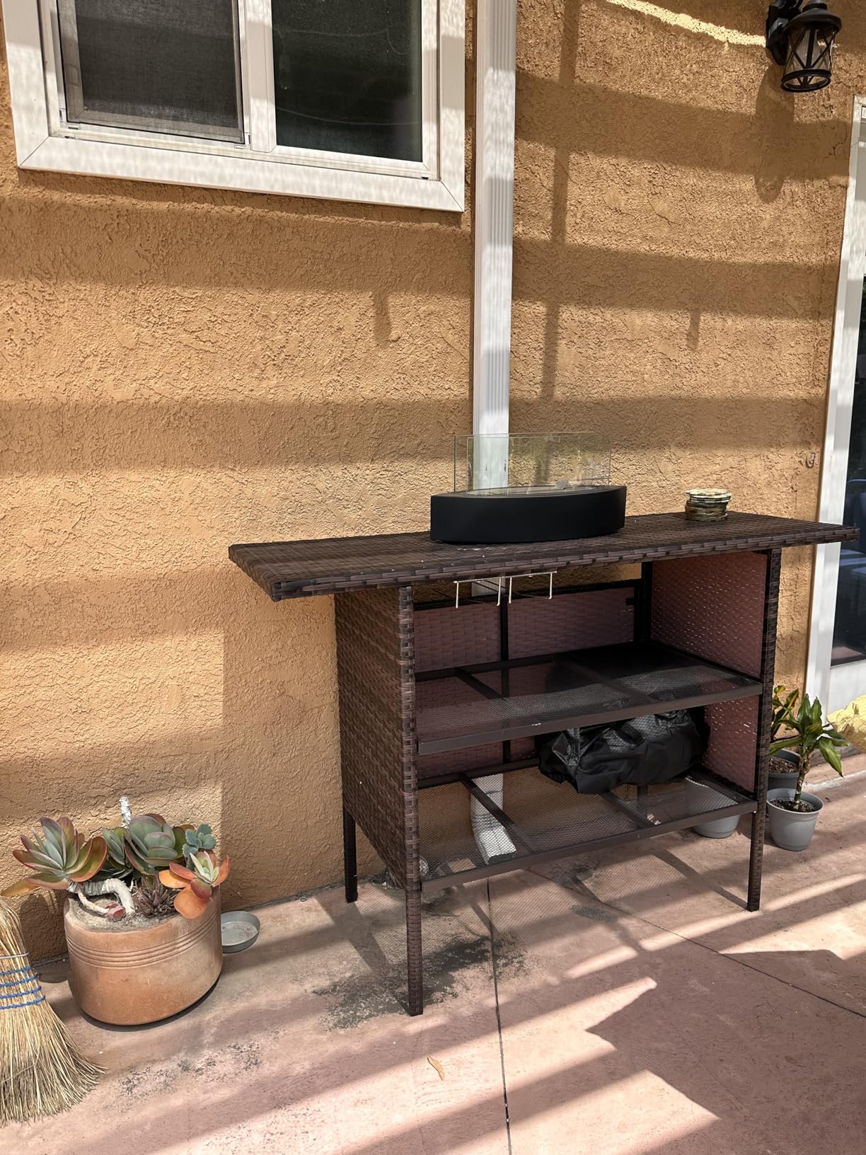 Best Choice Products Outdoor Patio Wicker Bar Counter Table Backyard Furniture w/ 2 Steel Shelves and 2 Sets of Rails - Gray customer photo 1