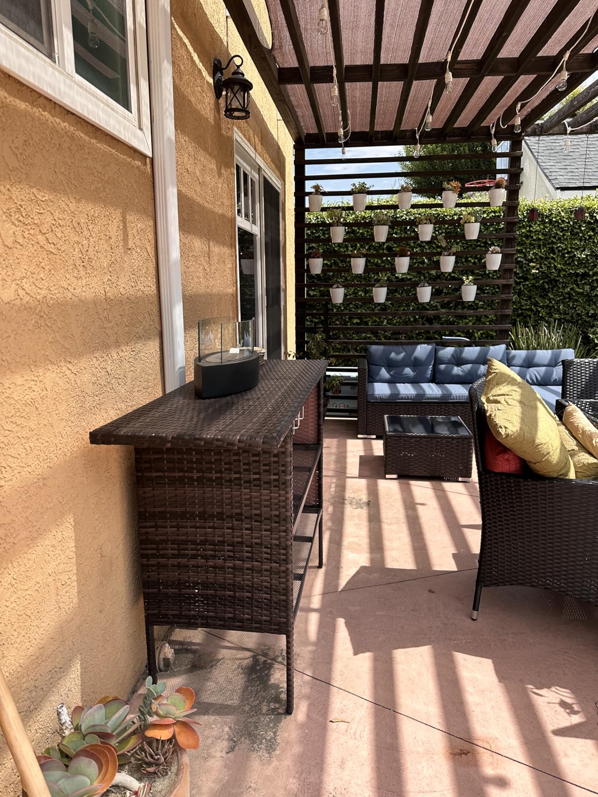 Best Choice Products Outdoor Patio Wicker Bar Counter Table Backyard Furniture w/ 2 Steel Shelves and 2 Sets of Rails - Gray customer photo 2