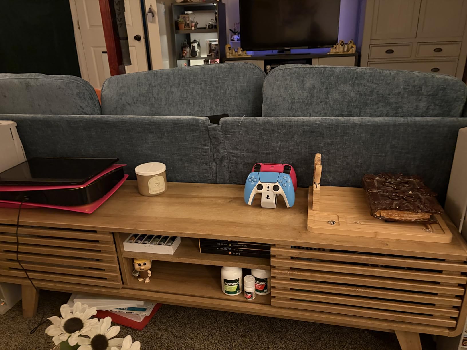 mopio Ensley TV Stand, Mid Century Modern for 55/60/65 inch TV, Farmhouse TV Stand, Entertainment Center with Storage, TV and Media Console for Living Room (Walnut, 59 inch Low) customer photo 1