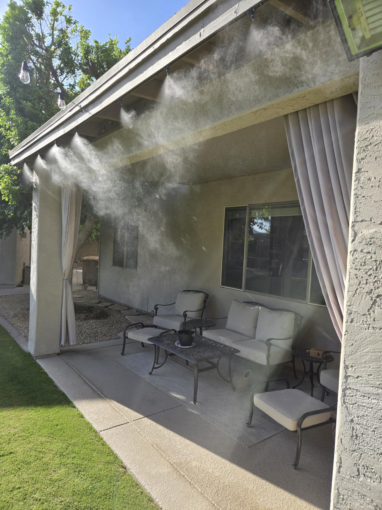 Misting System for Patio 80FT(24M), Water Mister Hose for Outdoor, Backyard Mist for Outside, Garden, Greenhouse, Deck, Umbrella, Canopy, Pool, Porch, Trampoline Sprinkler, Kids, Park, Chicken, Dog customer photo 1