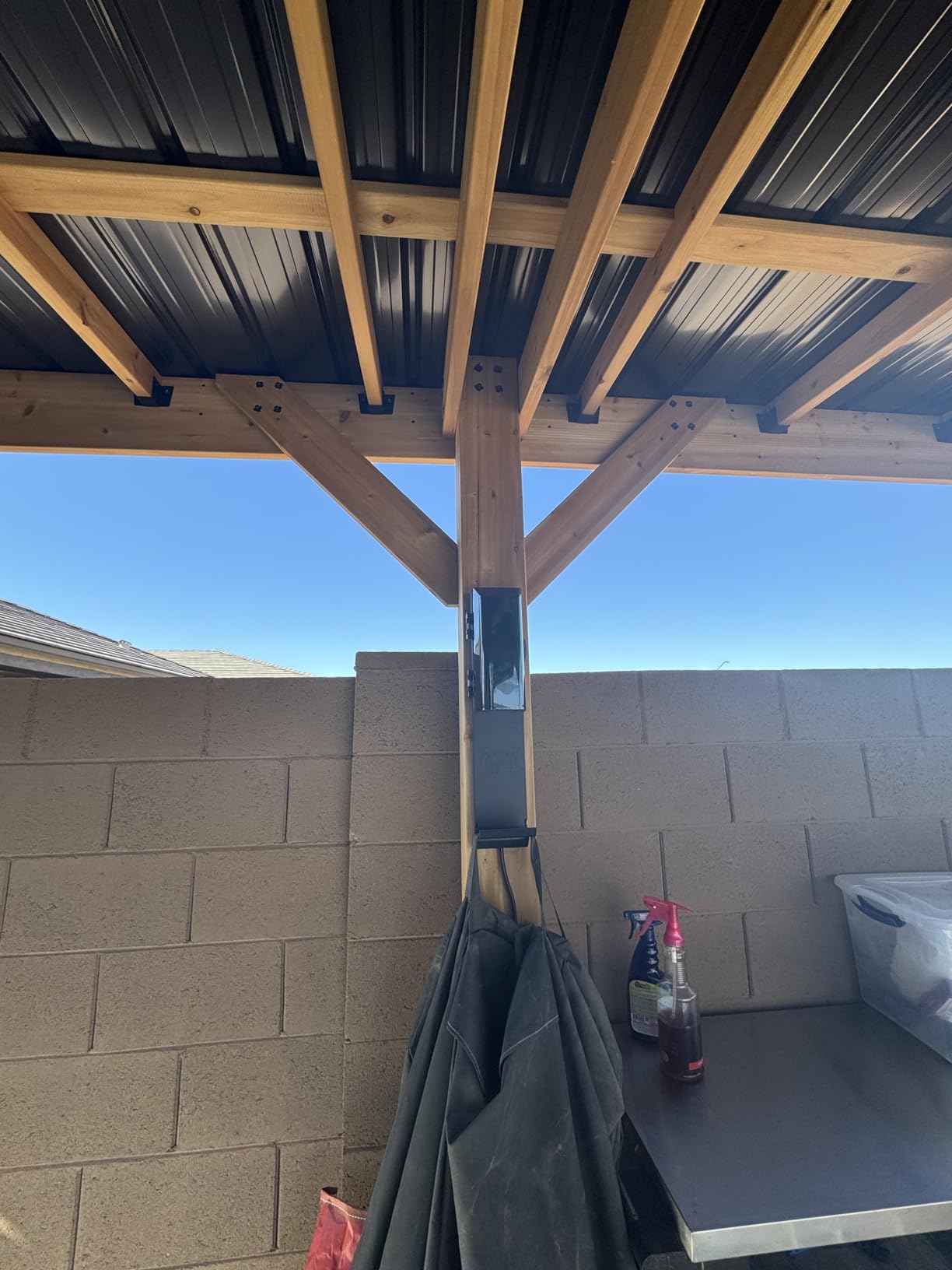 Backyard Discovery Saxony 8' x 5' Cedar Wood BBQ Grill Gazebo Pavilion with Hardtop Galvanized Steel Roof, Bar Tops, Powerport, Snow Support, Wind Resistance, Cook Station for Outdoor Patio or Deck customer photo 2