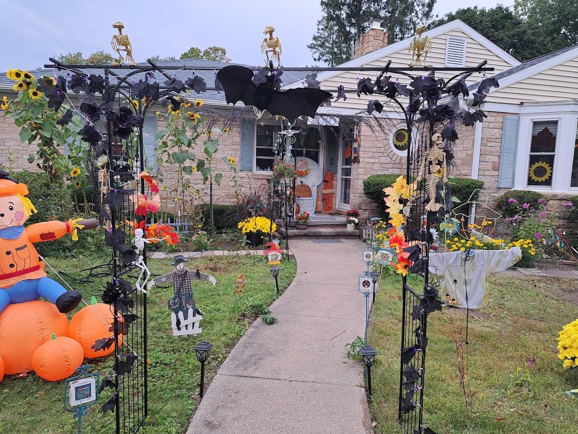 VINGLI Garden Arbor, Arch Archway for Wedding Ceremony Party, Steel Garden Trellis for Plant Climbing, Christmas Decorations Pergola for Backyard, Lawn (Black) customer photo 1