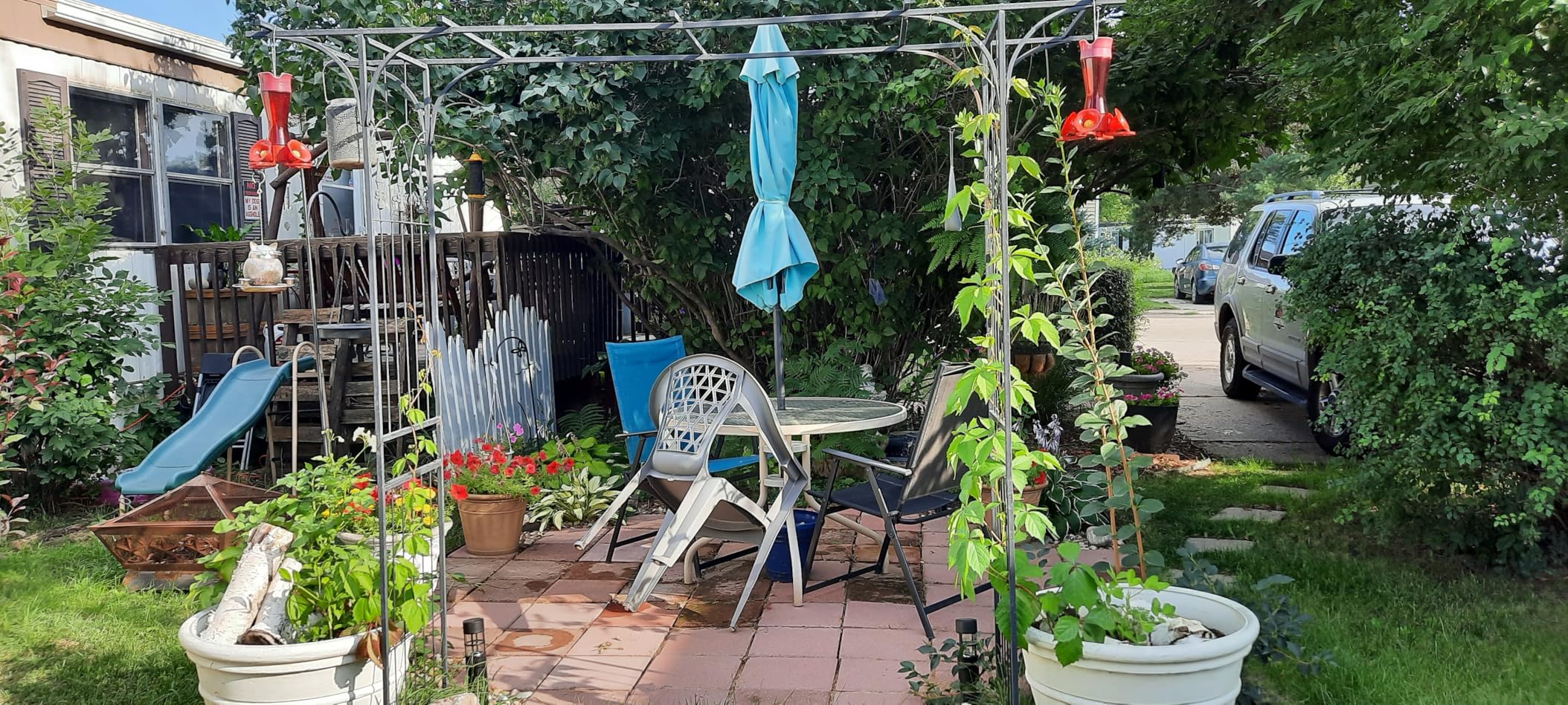 VINGLI Garden Arbor, Arch Archway for Wedding Ceremony Party, Steel Garden Trellis for Plant Climbing, Christmas Decorations Pergola for Backyard, Lawn (Black) customer photo 2