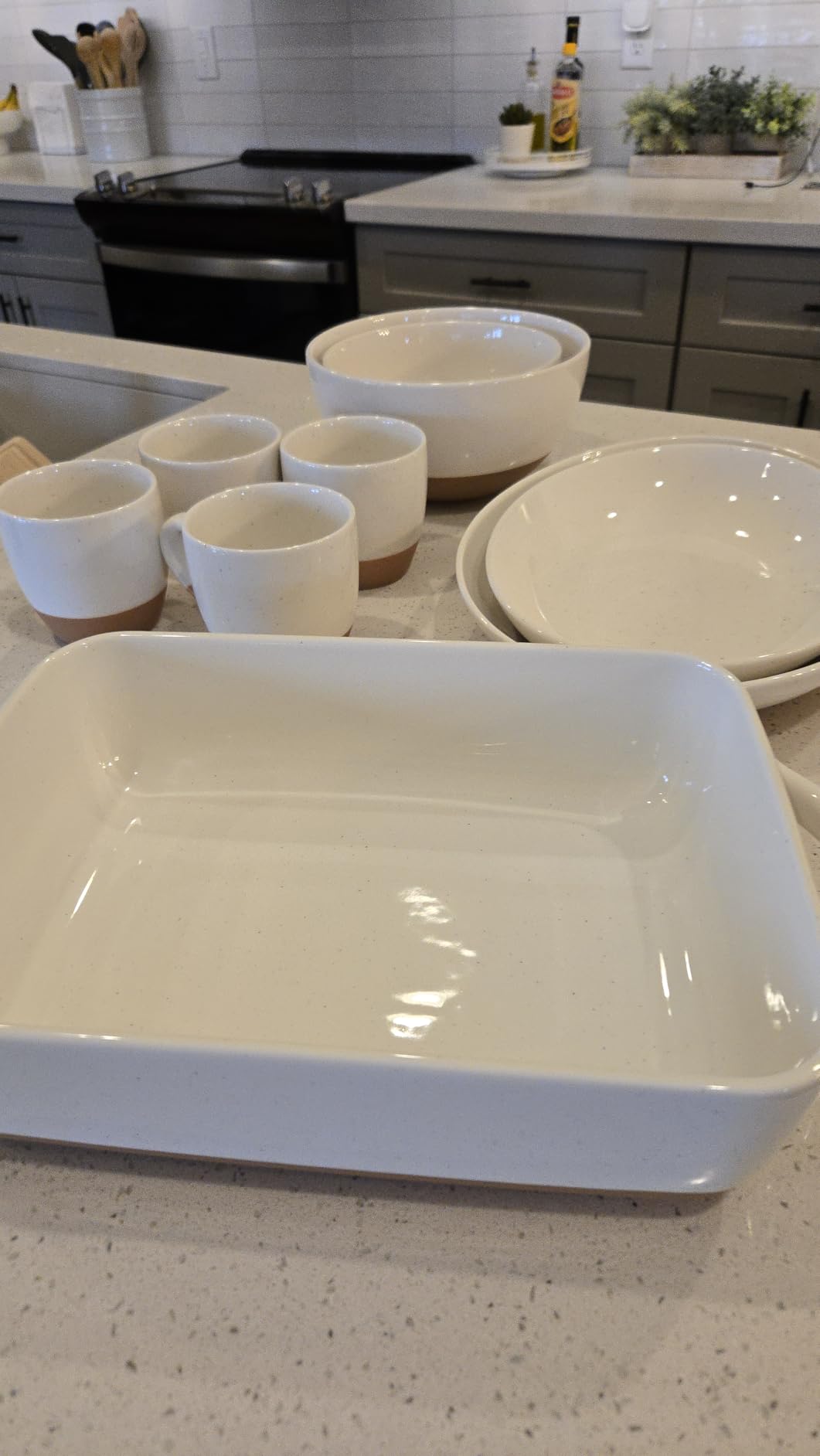 Mora Ceramic Large Serving Bowls- Set of 2 Oval Platters for Entertaining. Modern Kitchen Dishes for Dinner, Fruit, Salad, Turkey, etc. Oven, Dishwasher Safe, 55/35 oz, 13.5