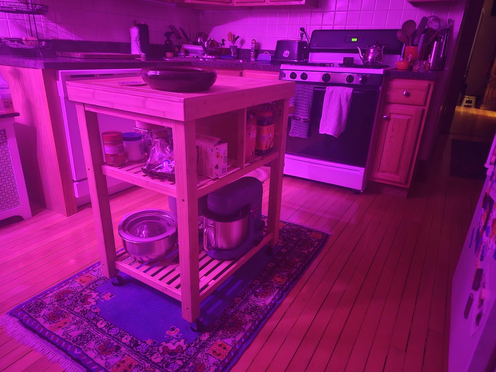 Home Aesthetics Rolling Kitchen Island Cart with Drawers Shelves, Towel Rack, Locking Casters, Butcher Block Food Prepping Cart Trolley on Wheels, Bamboo Wood customer photo 2