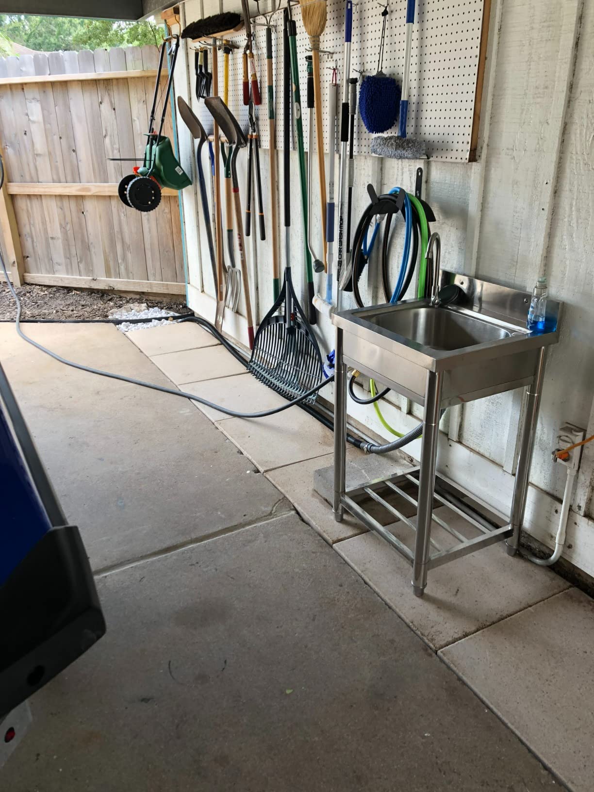 Free Standing Stainless-Steel Single Bowl Commercial Restaurant Kitchen Sink Set w/Faucet, Prep & Utility Washing Hand Basin w/Storage Shelve, laundry tub for Indoor Outdoor (22in) customer photo 2