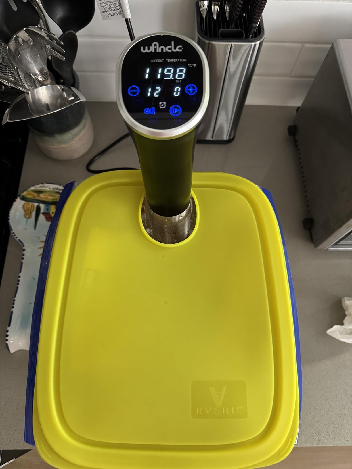 Sous Vide, Wancle Sous Vide Cooker 1100W IPX7 Waterproof Thermal Immersion Circulator With Reservation Function, Easy to store customer photo 1