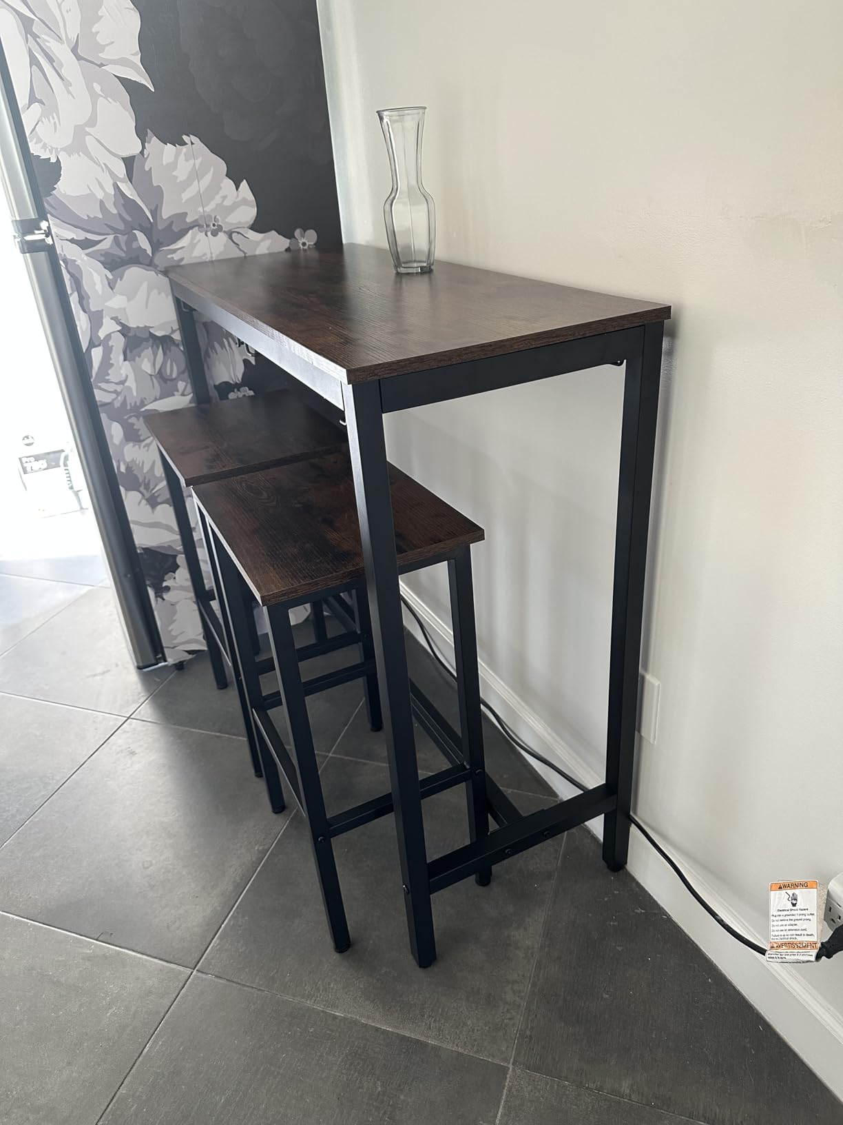HOOBRO Bar Table Set, Pub Tables Bar Height with Stools Set of 2, Bar Chairs Under Counter Height Table for Small Spaces, Industrial Dining Table Sets for Kitchen, Living Room, Parties BF54BT01 customer photo 2