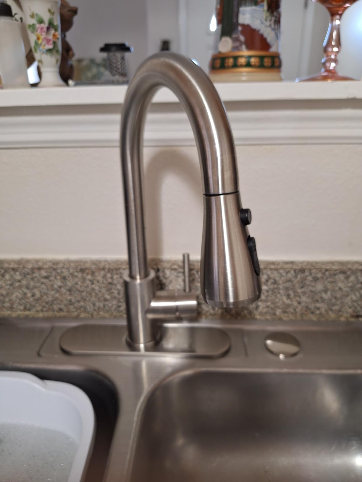 Kitchen Faucet with Pull Down Sprayer, Brushed Nickel High Arc Single Handle Kitchen Sink Faucet for Pot Filler, Stainless Steel Commercial Modern Rv Farmhouse Camper Laundry Bar Sink Faucets customer photo 1