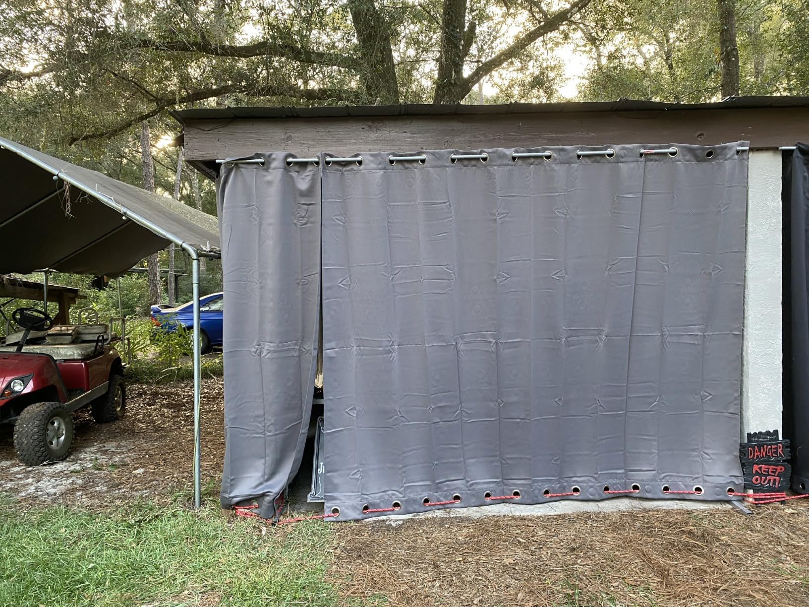 RYB HOME 2 Panels Outdoor Patio Curtains - Weighted Waterproof Drapes Blackout Shades Thermal Insulated Privacy Windproof Draperies for Gazebo Porch Sliding Door, Biscotti Beige, W52 x L84 customer photo 1