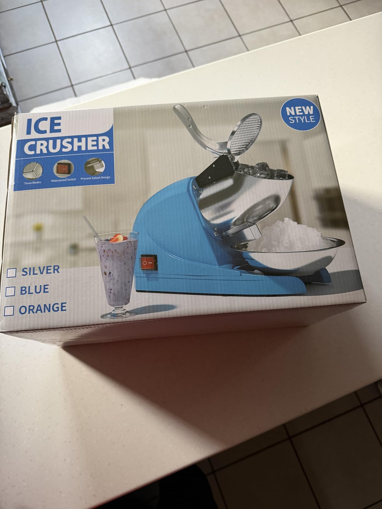 HORGELU Ice Crusher Ice Shaver 3 Blades with Ice Pick 286lbs/hr Snow Cone Machine 380W Shaved Ice Machine 2000rpm Food-grade Stainless Steel Ice Shaved Machine 110V Snow Cone Maker for Home Commercial customer photo 2