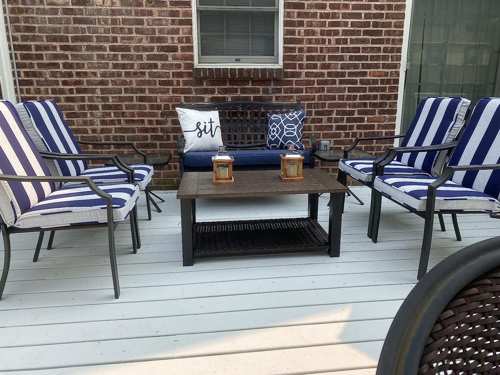 Grand patio Outdoor Coffee Table with Wicker Shelf Storage, 40-inch Rectangle Modern Patio Coffee Table with Faux Wood Tabletop, Fits with Outdoor Conversation Set customer photo 2