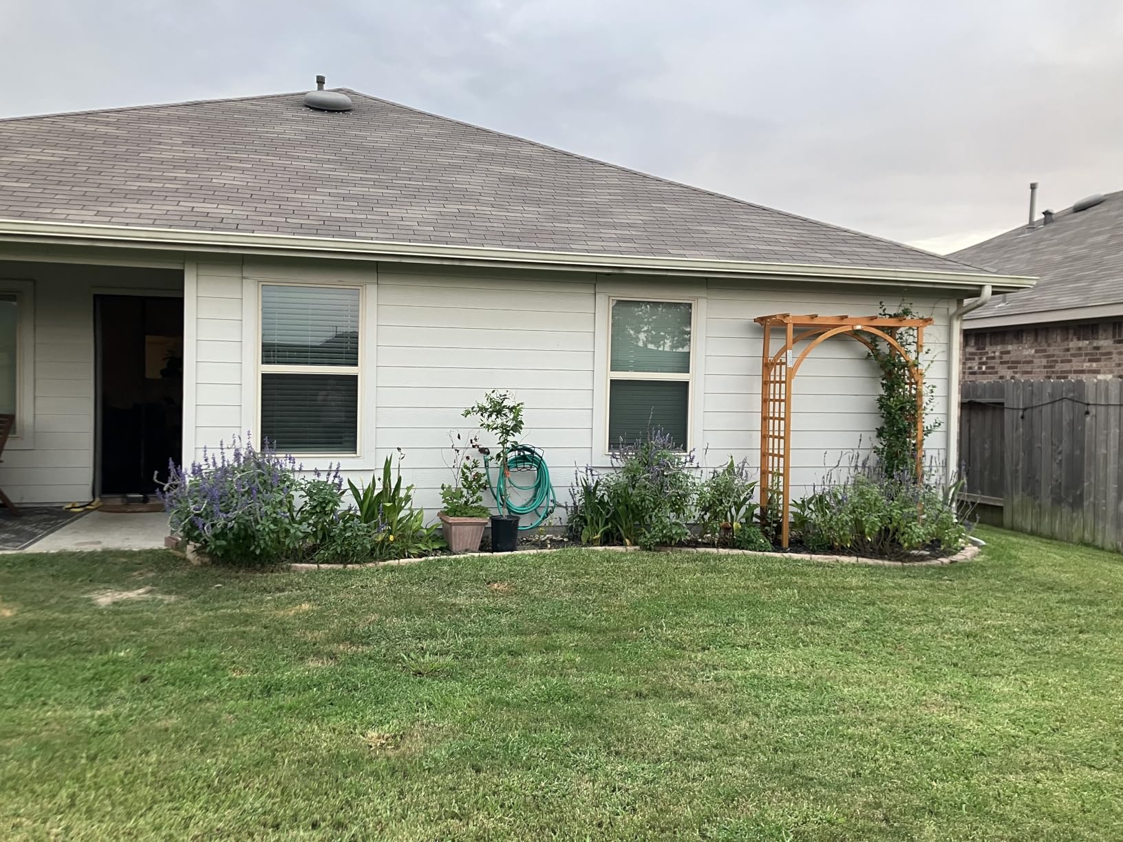 VINGLI 85in Wooden Arbor Garden Arch, Wedding Arch for Ceremony, Wood Trellis for Plant Climbing, Christmas Decor Pergola for Garden Backyard, Lawn (Brown) customer photo 2