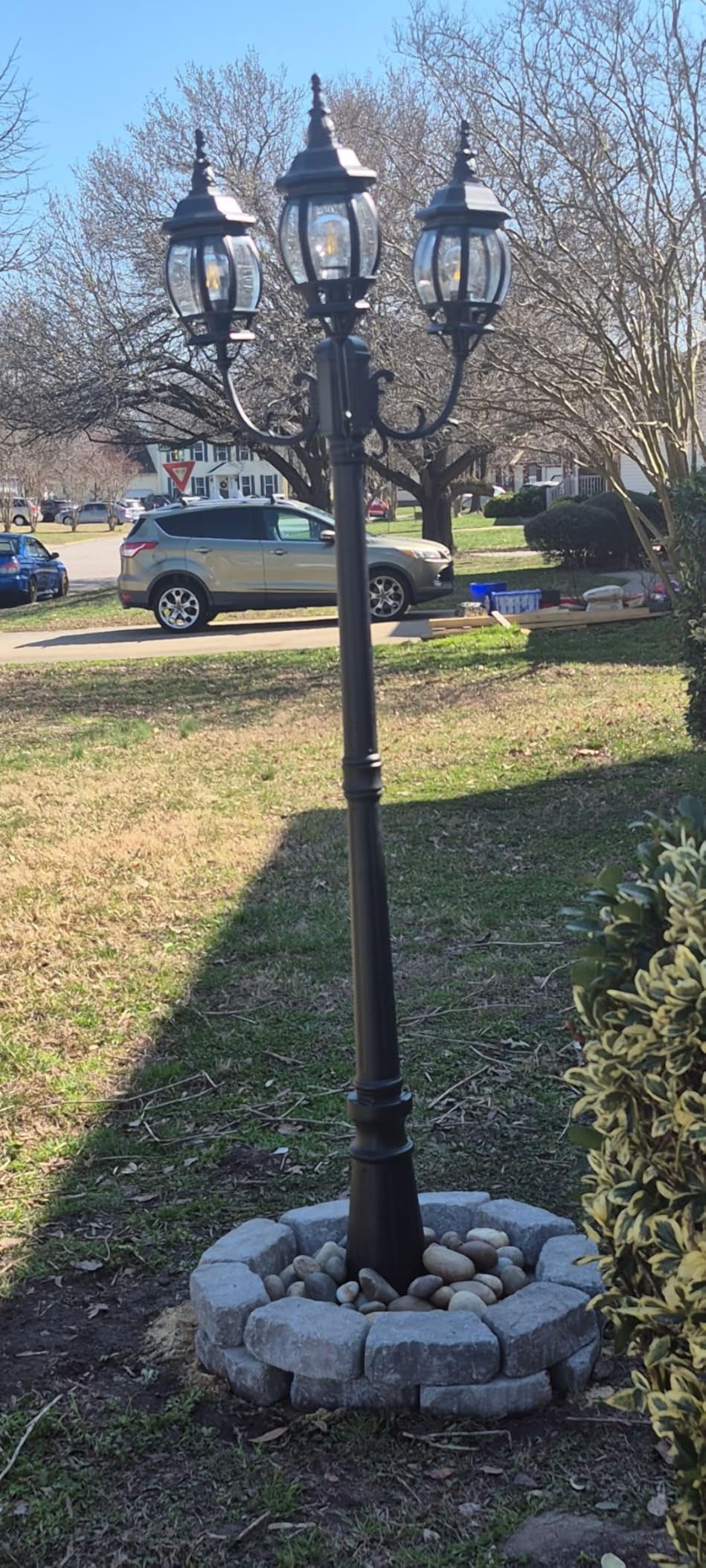 LUTEC LED Outdoor Post Light with Triple-Head, Hardwired Vintage Street Lights for Lawn Patio Yard Pathway Garden Black Light Pole with Clear Glass Panels - Black customer photo 1