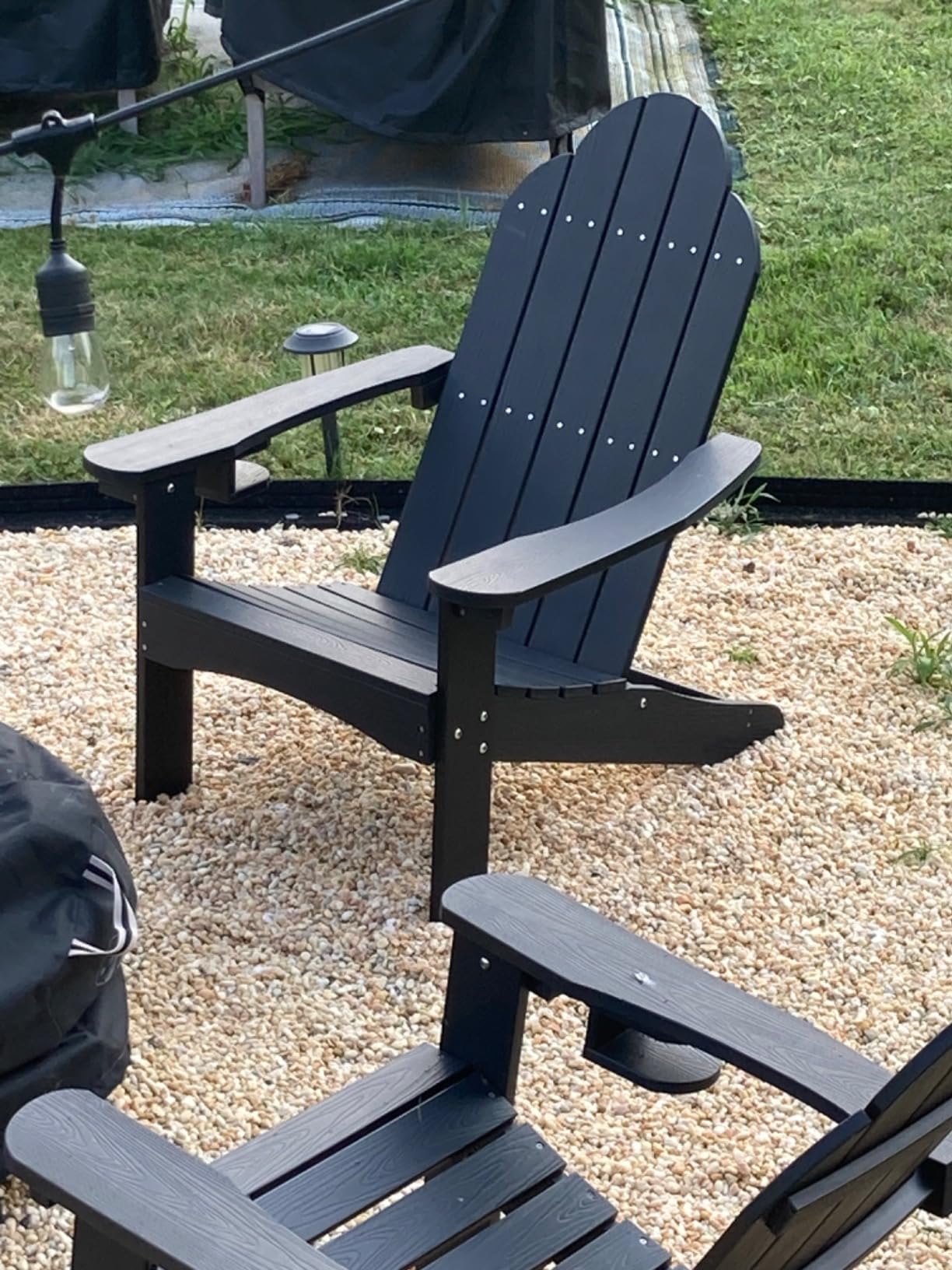 LUE BONA HDPS Adirondack Chairs Set of 4, Long-Lasting All-Season Outdoor Patio Chairs, Hidden Cup Holder, 350 LBS, Black customer photo 2
