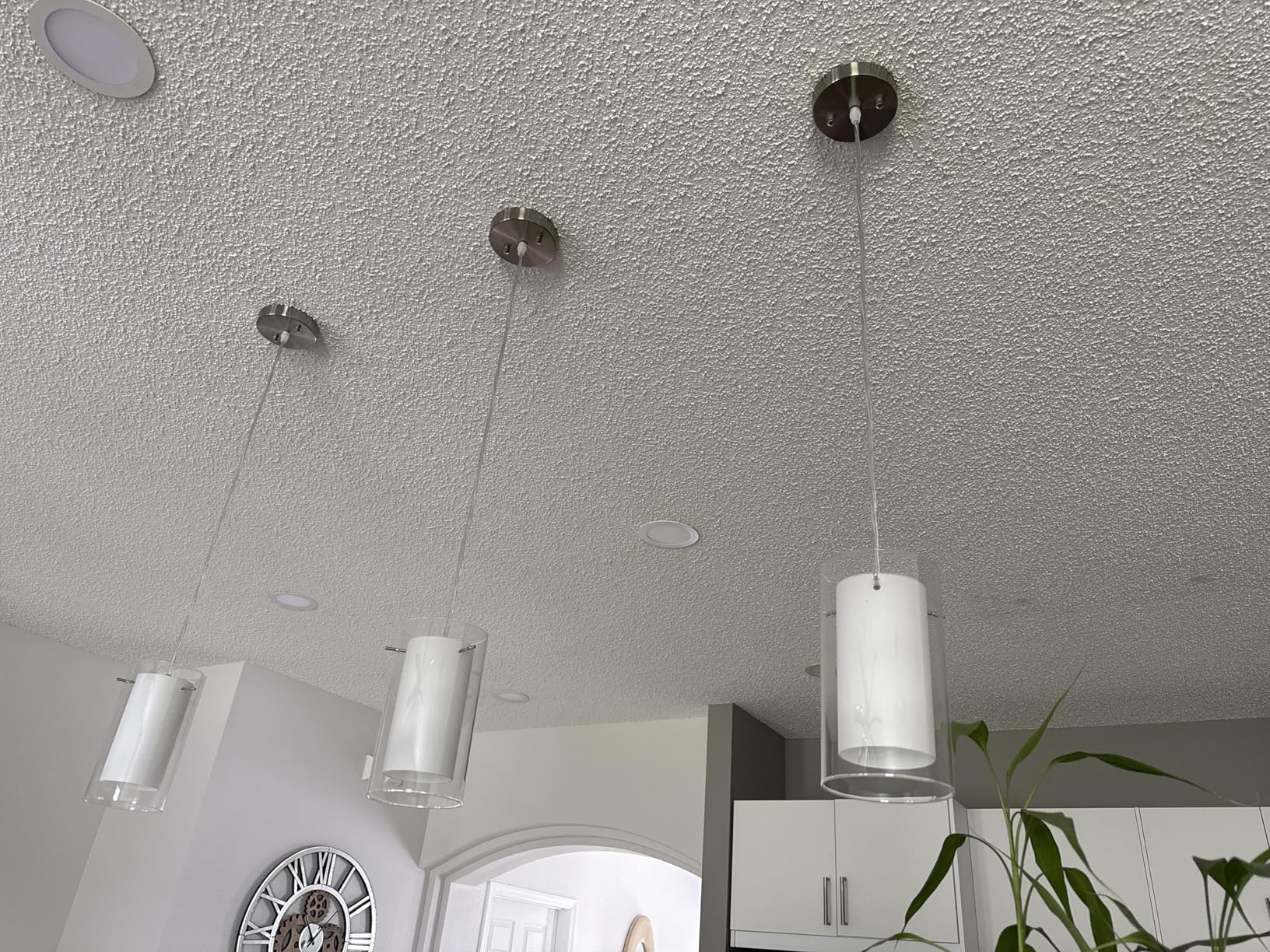 Modern Glass Pendant Light 2 Pack, Adjustable Hanging Pendant Lighting Kitchen Lights Island Dining Room Bathroom Bar, Brushed Nickel Finish customer photo 1