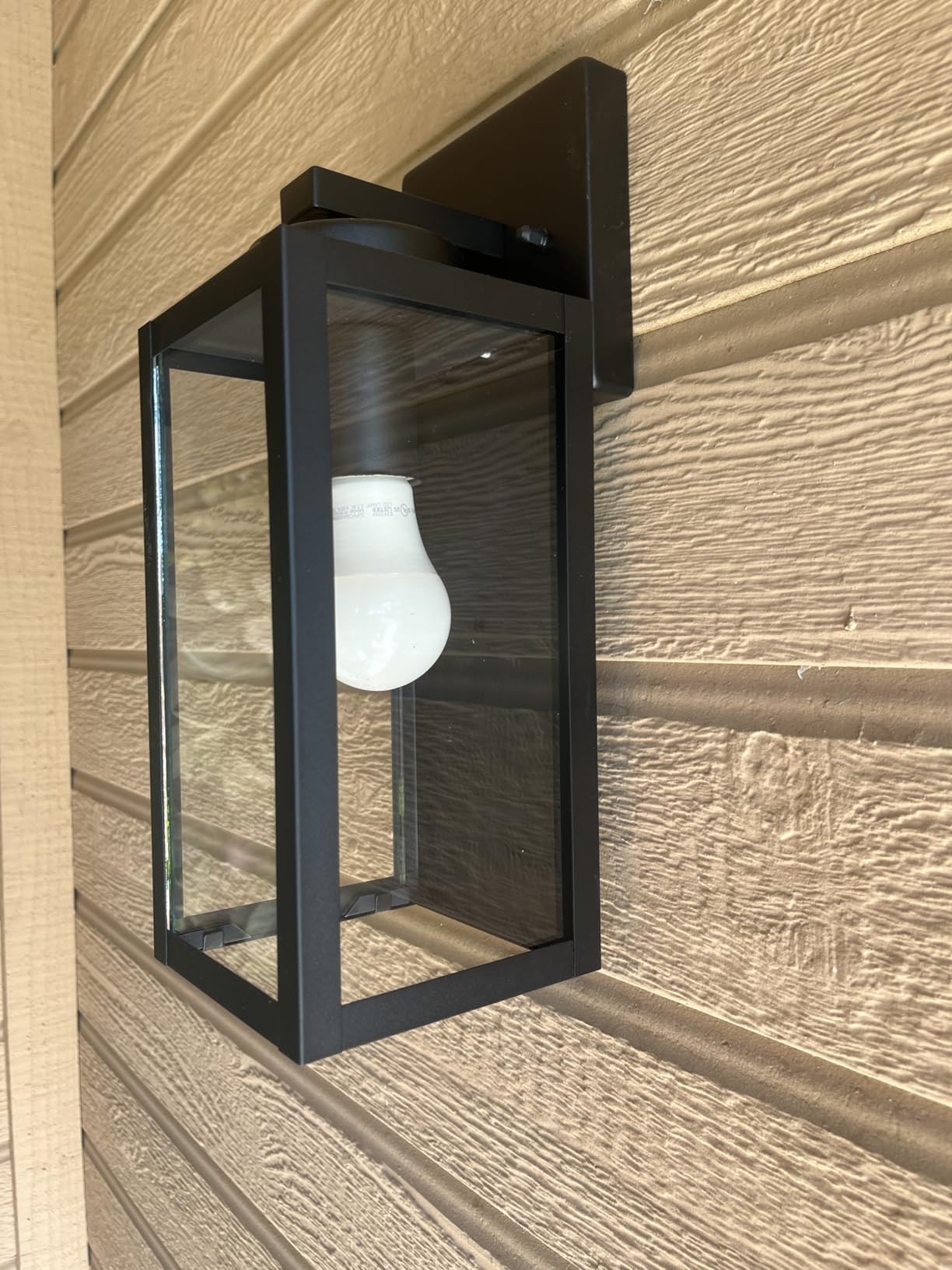 Outdoor Wall Light Fixtures, Exterior Waterproof Wall Lanterns, Porch Sconces Lighting with E26 Sockets & Glass Shades, Modern Matte Black Outside Lights for Patio Front Door Entryway Garage, 2-Pack customer photo 2