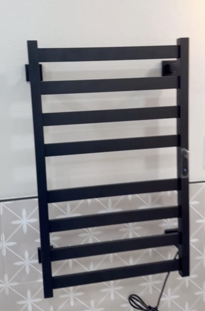 Towel Warmer, Towel Heater Rack for Bathroom, 8-bar Electric Towel Dryer Wall-Mounted Plug-in Bath Heater, 201 Stainless Steel Hot Towel Rack with Timer and Smart Temperature Control customer photo 2
