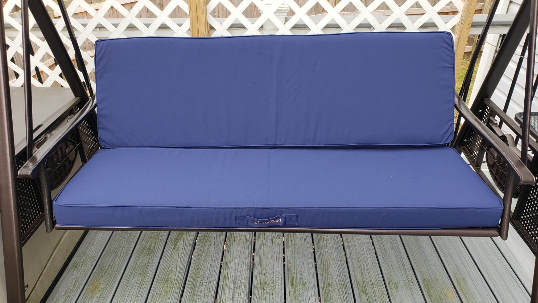 Favoyard Outdoor Bench Cushion 42 x 18 Inch Waterproof Patio Furniture Cushions 3-Year Color Fastness Garden Sofa Settee Couch Swing Pads with Handle and Adjustable Straps, Blue customer photo 1