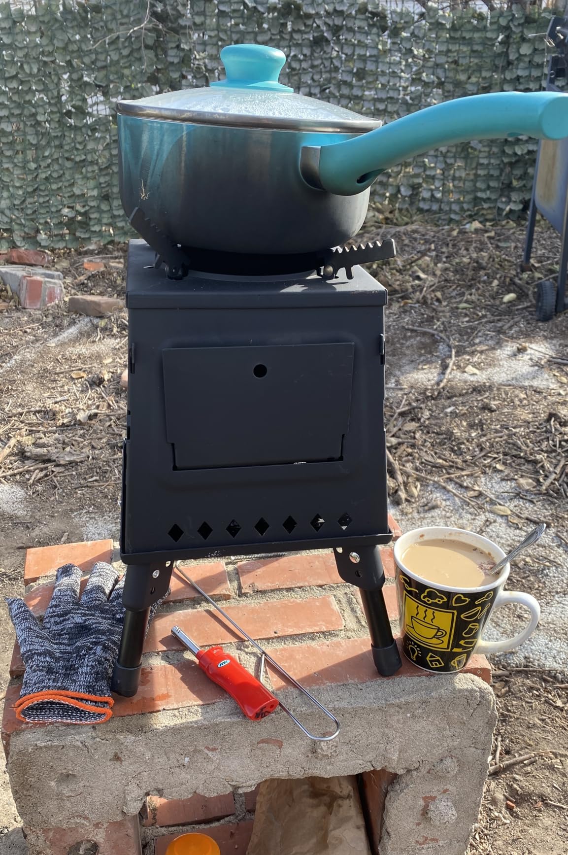 Lineslife Wood Burning Camp Stove, Portable Cast Iron Camping Wood Stove, Black Woodstove with Carrying Case for Backpacking Outdoor Cooking customer photo 2