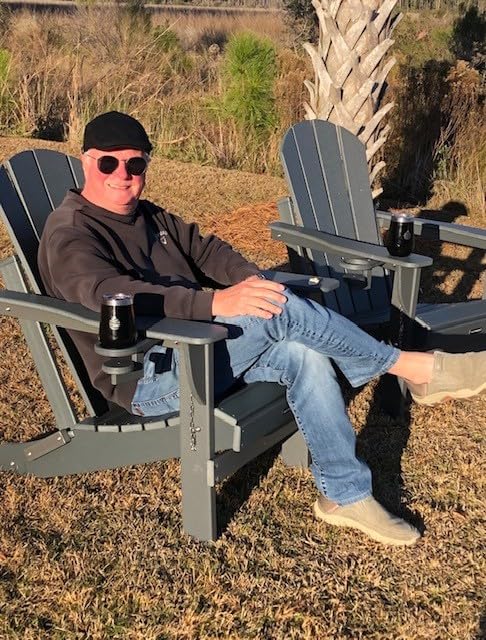 MUCHENGHY Folding Adirondack Chairs, Patio Chairs, Lawn Chairs, Outdoor Chair, Adirondack Chair Plastic, Fire Pit, Weather Resistant with Cup Holder for Deck, Backyard, Garden(Gray) customer photo 2