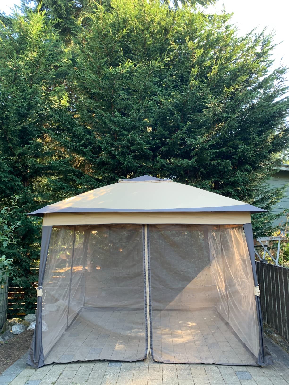 HAPPATIO 10' X 12' Outdoor Patio Gazebo, Canopy Gazebo for Garden,Yard,Patio with Ventilation Double Roof with Mosquito Netting,Gray customer photo 1