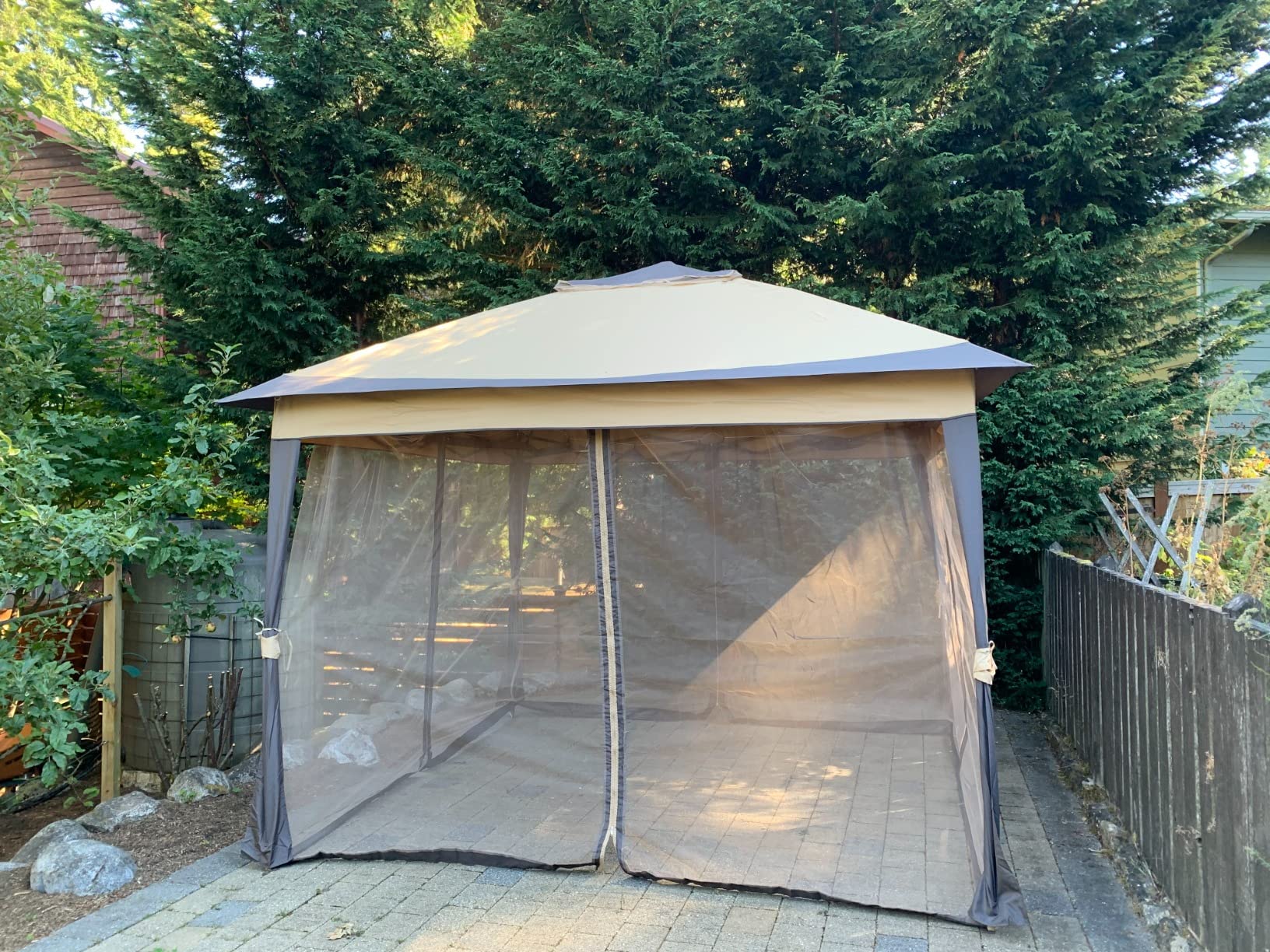 HAPPATIO 10' X 12' Outdoor Patio Gazebo, Canopy Gazebo for Garden,Yard,Patio with Ventilation Double Roof with Mosquito Netting,Gray customer photo 2
