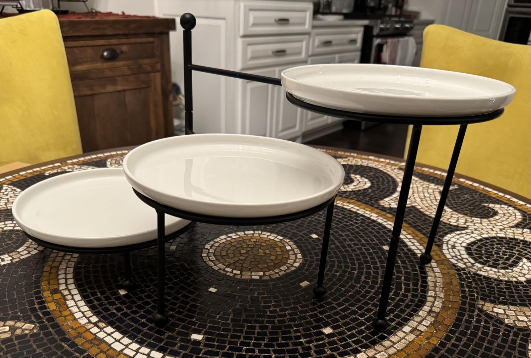 Kanwone 3 Tiered Serving Stand with White Porcelain Plates, 10