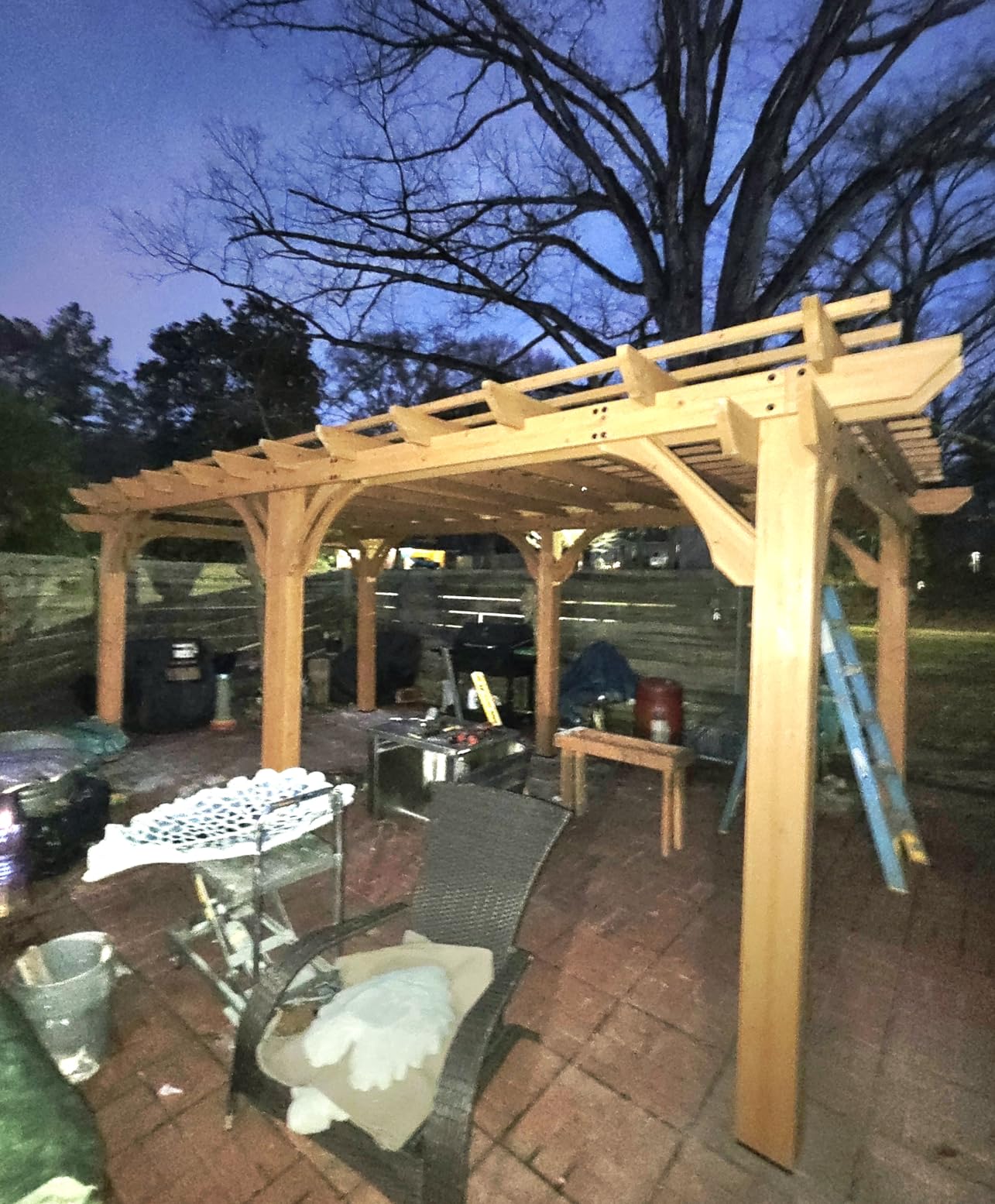 Backyard Discovery Beaumont 16' x 12' Traditional Cedar Wood Pergola Kit with Trellis Roof, All-Season Durability, High-Wind Rating, PowerPort, Shade for Outdoor Patio, Deck, Garden, and Entertaining customer photo 1