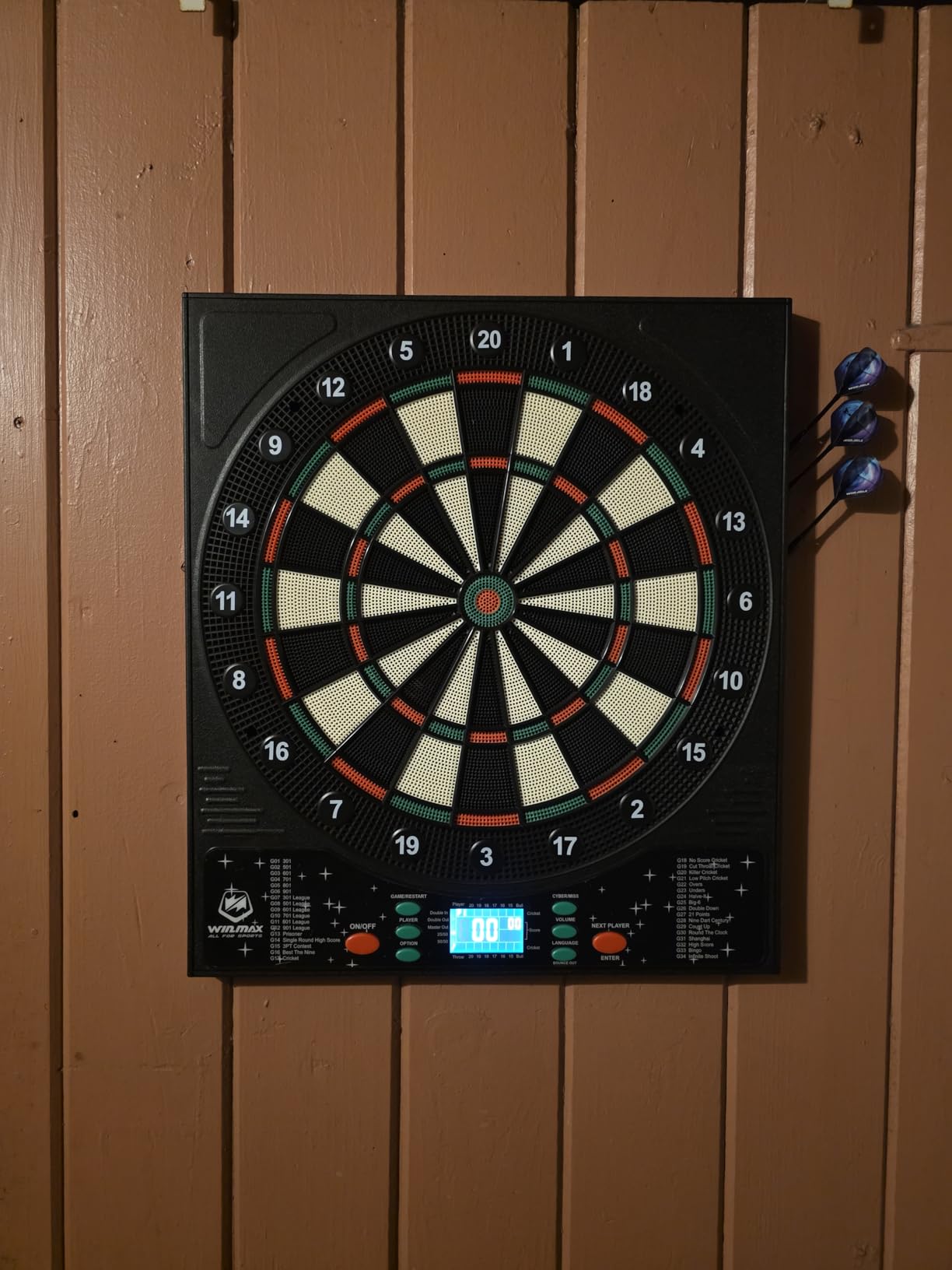 WIN.MAX Electronic Dartboard with LED Auto-Scoring, 12 Darts & 100 Soft Tips, 8-Player Mode, Power Adapter, Dart Board Electronic for Indoor/Outdoor Use customer photo 2