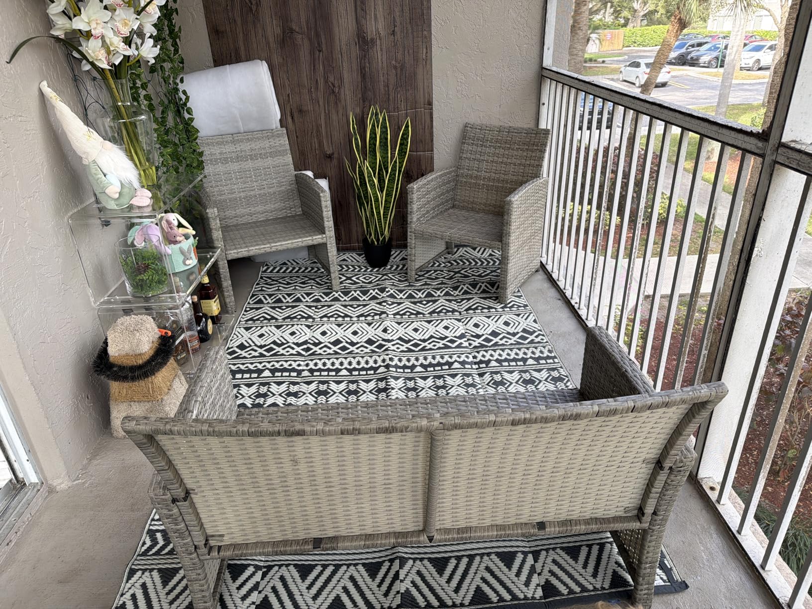 MontVoo Outdoor Rug Carpet Waterproof 5x8 Outdoor Patio Rug Mat Reversible Plastic Straw customer photo 2