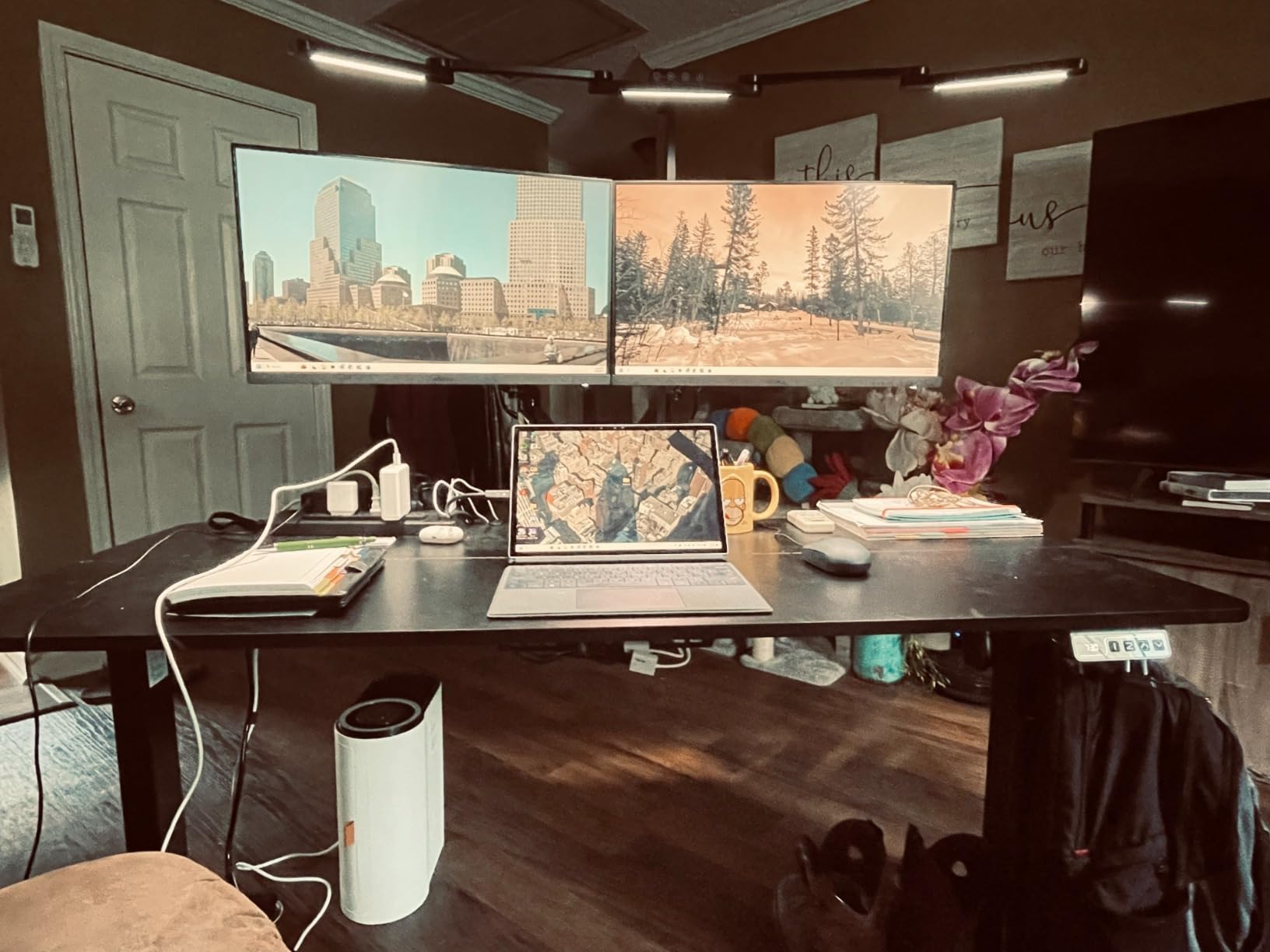 Furmax 55 x 24 Inches Electric Height Adjustable Standing Desk Large Sit Stand Up Desk Home Office Computer Desk Memory Preset with T-Shaped Metal Bracket, Black customer photo 2