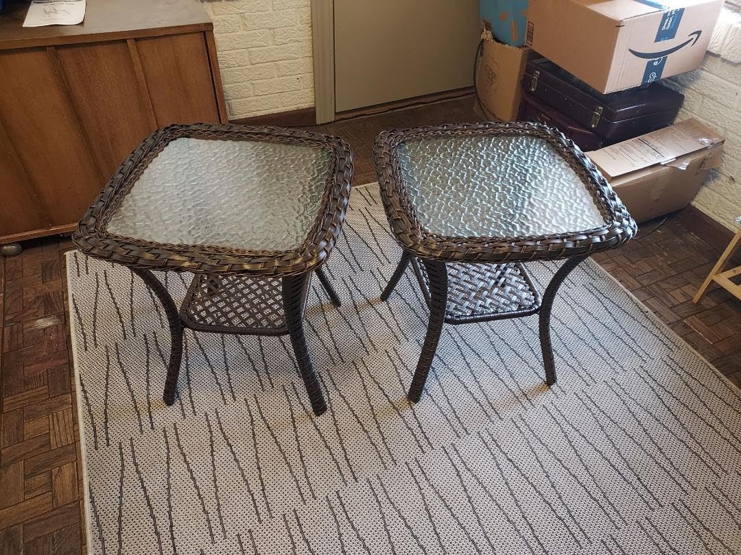 HUMMUH Wicker Patio Coffee Table, Rattan Outdoor Coffee Table with 2-Layer Storage Furniture Tables for Garden, Porch, Backyard customer photo 2