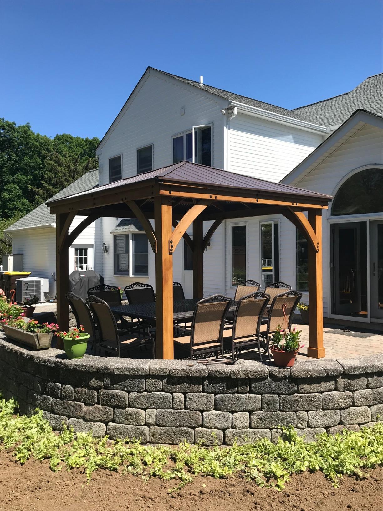Yardistry 8 x 8 Meridian Cedar Wood Gazebo Pavilion for Patios, Decks, Garden, Backyard, Durable, Aluminum Roof customer photo 2